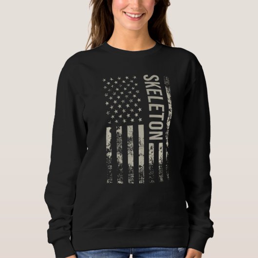 Vintage US American Flag Skeleton Premium スウェットシャツ (正面)