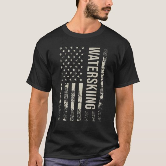 Vintage US American Flag Waterskiing Tシャツ (正面)