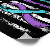 Vintage Usa American Flag Suicide Prevention Aware ポスター (角)