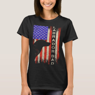 Vintage USA Flag Proud Labrador Retriever Dad Lab  Tシャツ