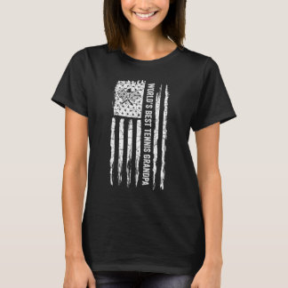 Vintage Usa Flag Worlds Best Tennis Grandpa Silhou Tシャツ