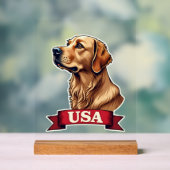 Vintage USA Golden Retriever Engraving Shirt アクリルサイン (ニュートラル)