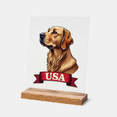 Vintage USA Golden Retriever Engraving Shirt アクリルサイン (傾斜)