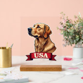 Vintage USA Golden Retriever Engraving Shirt アクリルサイン (ウェディング)