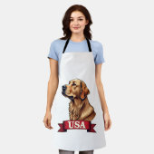 Vintage USA Golden Retriever Engraving Shirt エプロン (着用した状態)