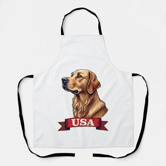 Vintage USA Golden Retriever Engraving Shirt エプロン (正面)