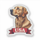 Vintage USA Golden Retriever Engraving Shirt シール (正面)