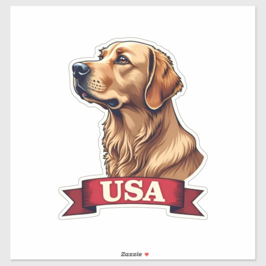 Vintage USA Golden Retriever Engraving Shirt シール (シート)