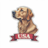 Vintage USA Golden Retriever Engraving Shirt シール (正面)