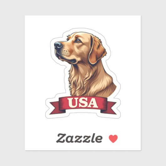 Vintage USA Golden Retriever Engraving Shirt シール (シート)