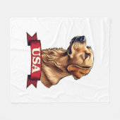 Vintage USA Golden Retriever Engraving Shirt フリースブランケット (正面(横))
