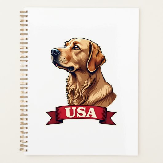 Vintage USA Golden Retriever Engraving Shirt プランナー手帳 (正面)