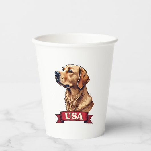Vintage USA Golden Retriever Engraving Shirt 紙コップ (正面)