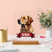 Vintage USA Golden Retriever Engraving Shirt 4 アクリルサイン (ウェディング)