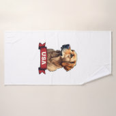 Vintage USA Golden Retriever Engraving Shirt 4 バスタオル (バスタオル)