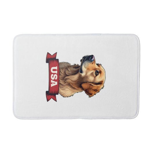 Vintage USA Golden Retriever Engraving Shirt 4 バスマット (正面)