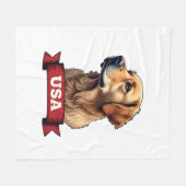 Vintage USA Golden Retriever Engraving Shirt 4 フリースブランケット (正面(横))