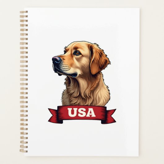 Vintage USA Golden Retriever Engraving Shirt 4 プランナー手帳 (正面)