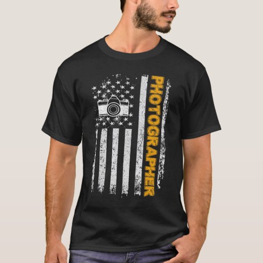 Vintage USA Photographer American Flag Photography Tシャツ (正面)