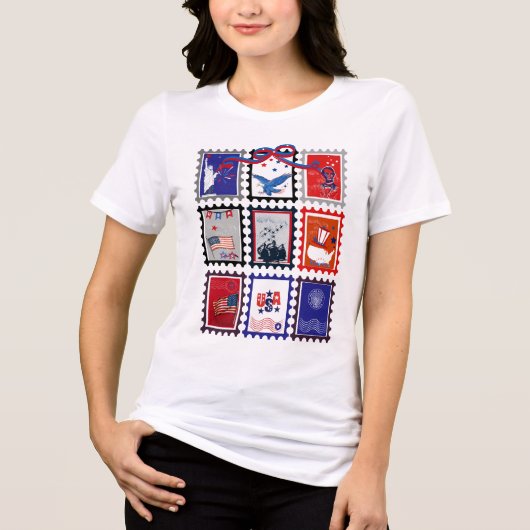 Vintage USA Postage Stamp トライブレンドTシャツ (正面)
