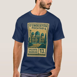 Vintage Uzbekistan Postage Stamp Shirt Tシャツ