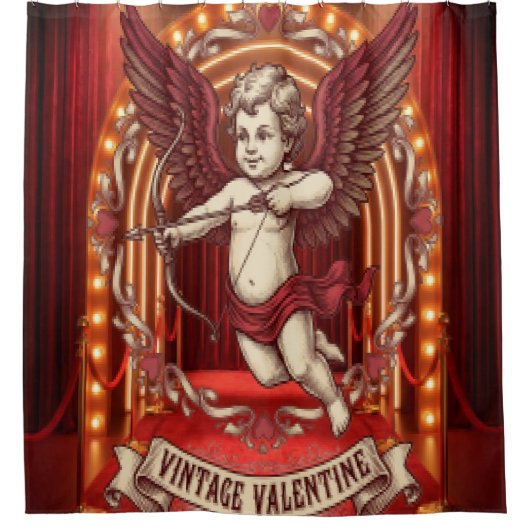 Vintage Valentine Day  シャワーカーテン (正面)
