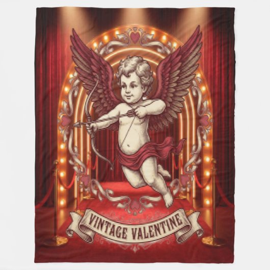 Vintage Valentine Day  フリースブランケット (正面)