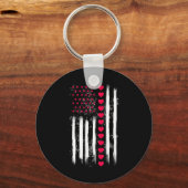 Vintage Valentine Day American Flag Heart Perfect キーホルダー (正面)