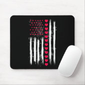 Vintage Valentine Day American Flag Heart Perfect  マウスパッド (マウス)