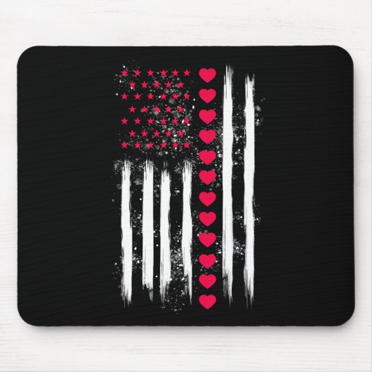 Vintage Valentine Day American Flag Heart Perfect  マウスパッド (正面)