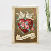 Vintage Valentine Dearest Love Card カード (正面)