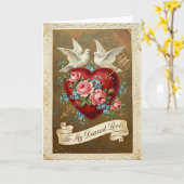 Vintage Valentine Dearest Love Card カード (黄色い花)