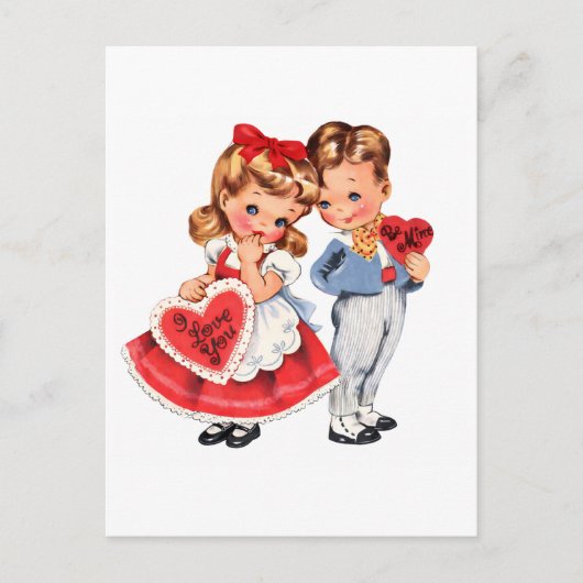 Vintage Valentine Kids Postcard ポストカード (正面)
