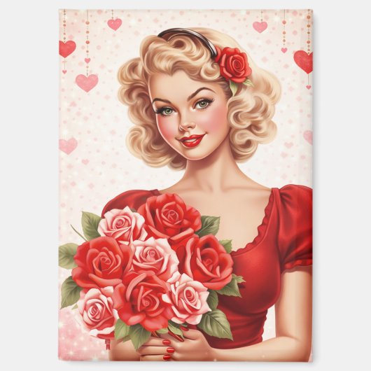 Vintage Valentine Pin-Up Girl Magnet  マグネット (正面)