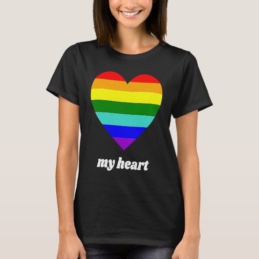 Vintage Valentine Rainbow My Heart Tシャツ (正面)