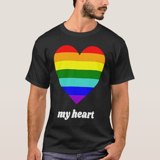 Vintage Valentine Rainbow My Heart Tシャツ (正面)