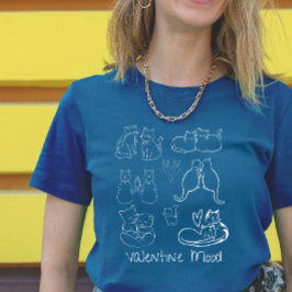 Vintage Valentine Tattoo Cat Couple  Tシャツ