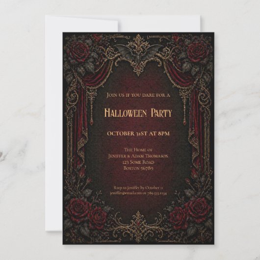 Vintage Vampire Halloween Party invitation 招待状 (正面)