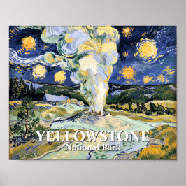 Vintage Van Gogh Yellowstone Old Faithful Painting ポスター