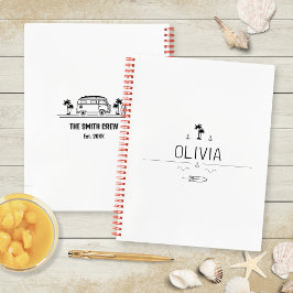 Vintage Van Life Black and White Surfer Road Trip ノートブック