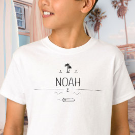 Vintage Van Life Black White Surfer Crew Boys Tシャツ