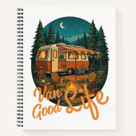 Vintage Van Life Good Life Adventure Camping Badge ノートブック