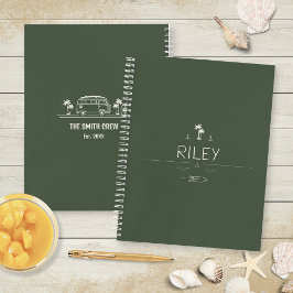 Vintage Van Life Olive Green Surfer Road Trip ノートブック