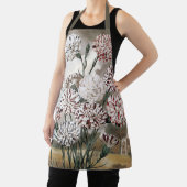 Vintage Variegated Carnation Flowers with Grey Sky エプロン (インサイチュ)