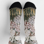 Vintage Variegated Carnation Flowers with Grey Sky ソックス (上部)