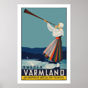Vintage Varmland Sweden Travel Classic Poster ポスター