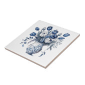 Vintage Vase Flower Blue Chinoiserie  タイル (側面)