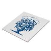 Vintage Vase Flower Blue Chinoiserie  タイル (側面)