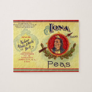 Vintage Vegetable Can Label Art, Iona Brand Peas ジグソーパズル