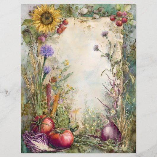 VINTAGE VEGGIE GARDEN JUNK JOURNAL PAPER (正面)